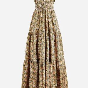 J Crew Collection Oahu V-neck tiered dress in dandelion swirl Xsmall 100% cotton